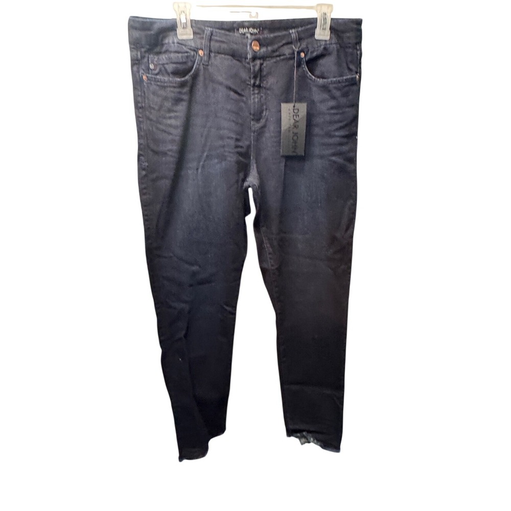 Dear John Gisele High Waisted Skinny Jeans Dark Indigo Raw Hem Size 32